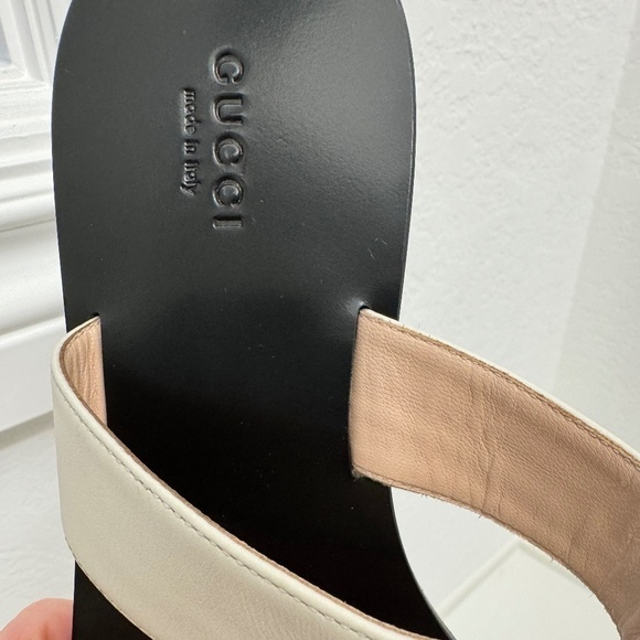 Gucci GG Thong Sandals* Eu 38.5/39* Beige Flat Flip Flop Marmont Logo - Picture 4 of 8